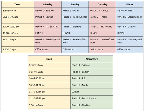 Weekly schedule 